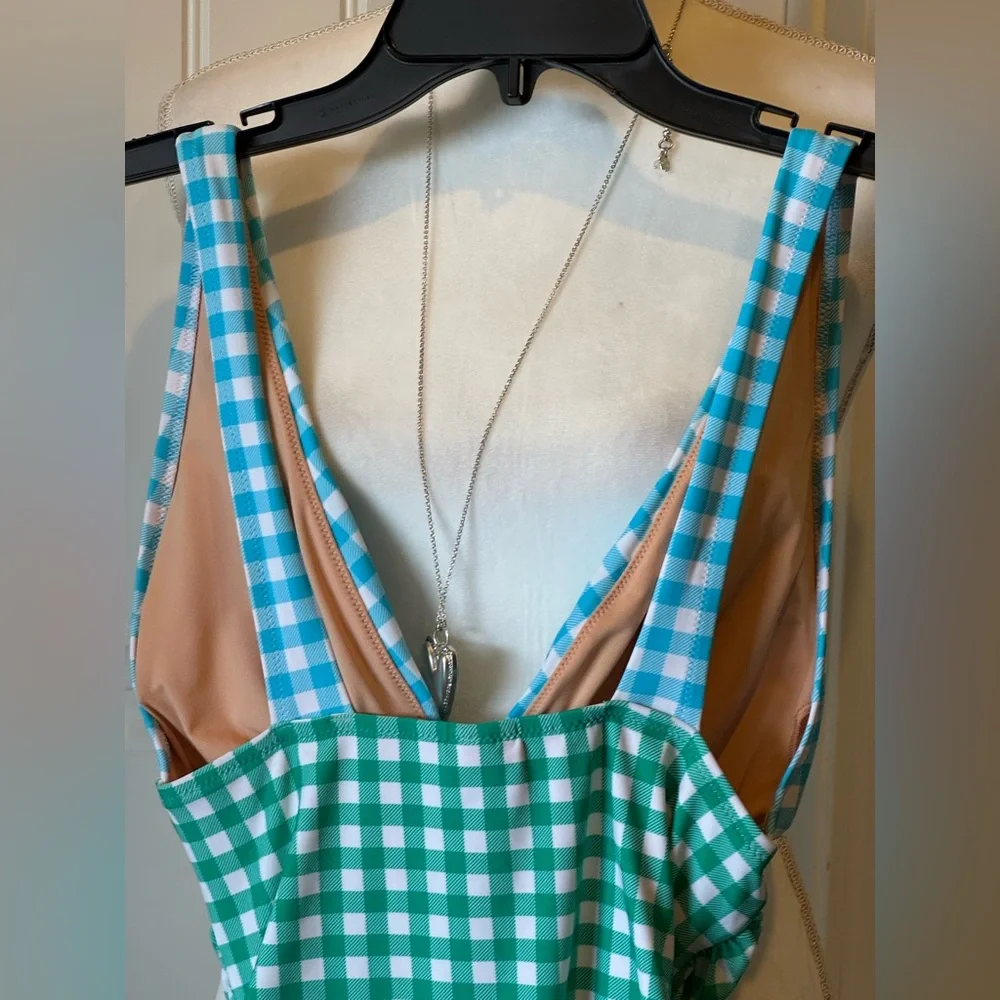 NWOT J. Crew Gingham One Piece - Blue & Green SZ SM